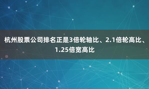 杭州股票公司排名正是3倍轮轴比、2.1倍轮高比、1.25倍宽高比